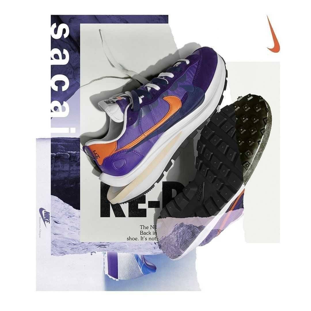 SACAI × NIKE VAPOR WAFFLE 紫羅蘭 紫色 麂皮  "DARK IRIS/CAMPFIRE ORENGE-WHITE"