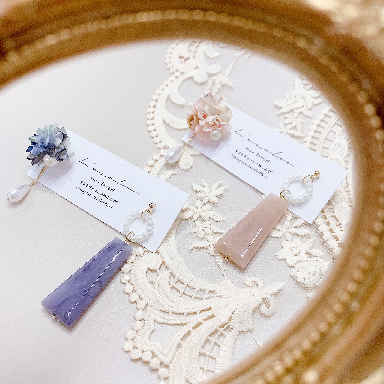 [手作家] 日本人造花珍珠不對稱耳環 (網站限定優惠)