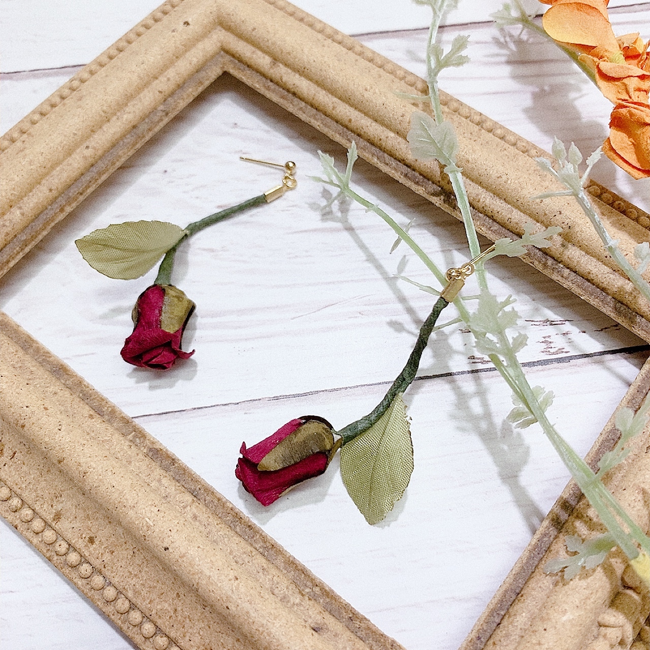 [手作家] 日本乾燥花玫瑰耳環 (網站限定優惠)
