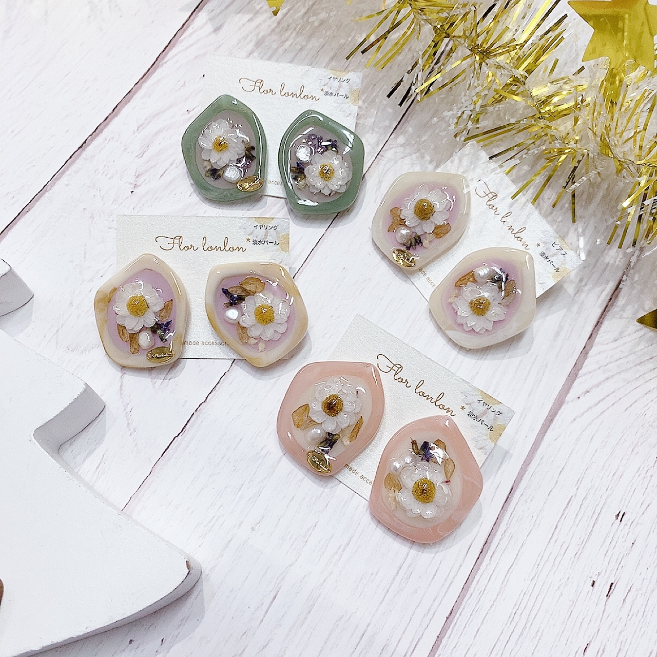 [手作家] 五角形乾花耳環 (網站限定優惠)