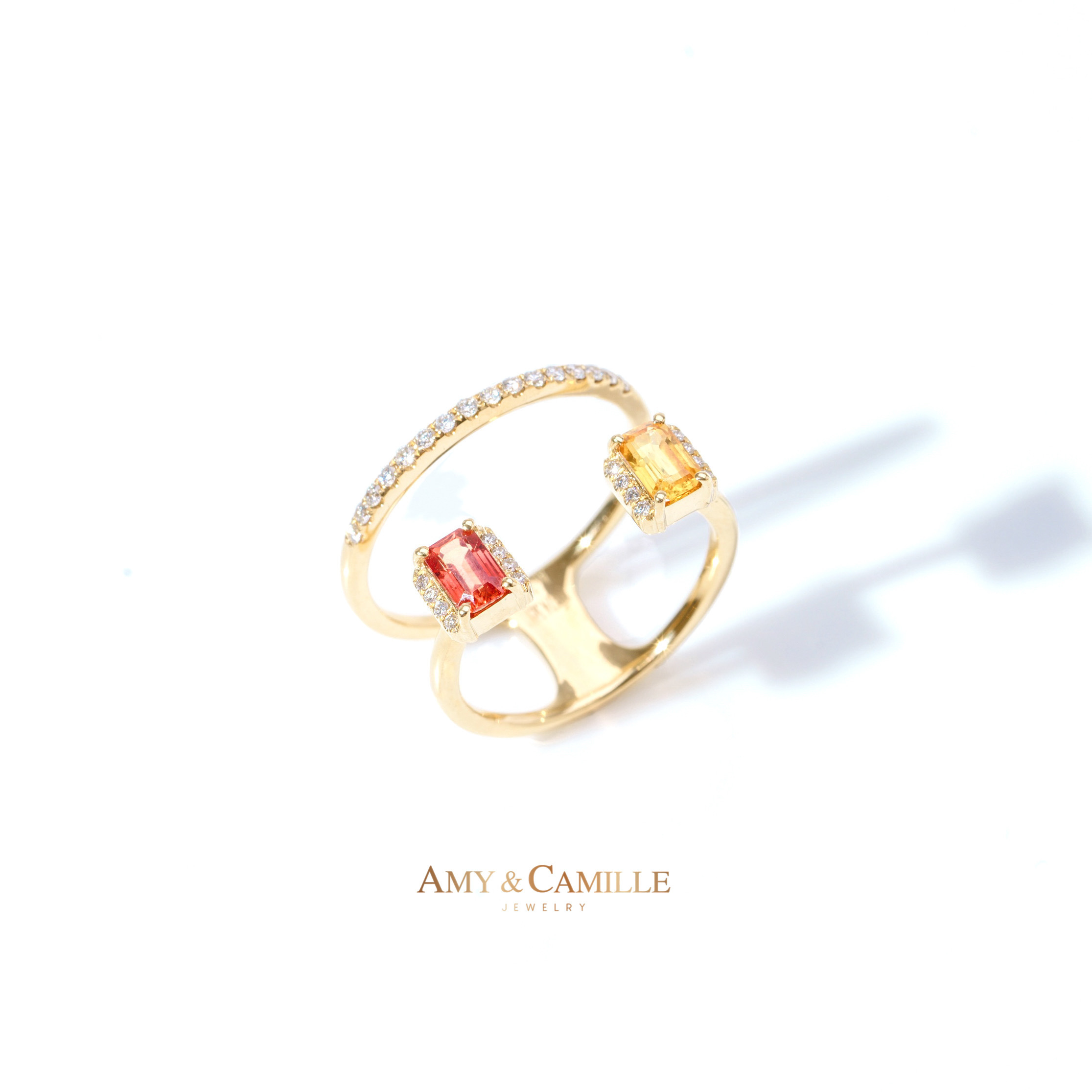 KALEIDOSCOPE - 煙花派對 兩顆彩色藍寶石線戒