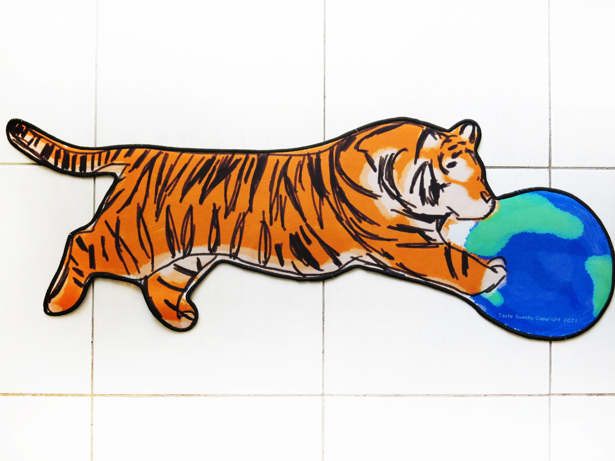 地球老虎造型地墊