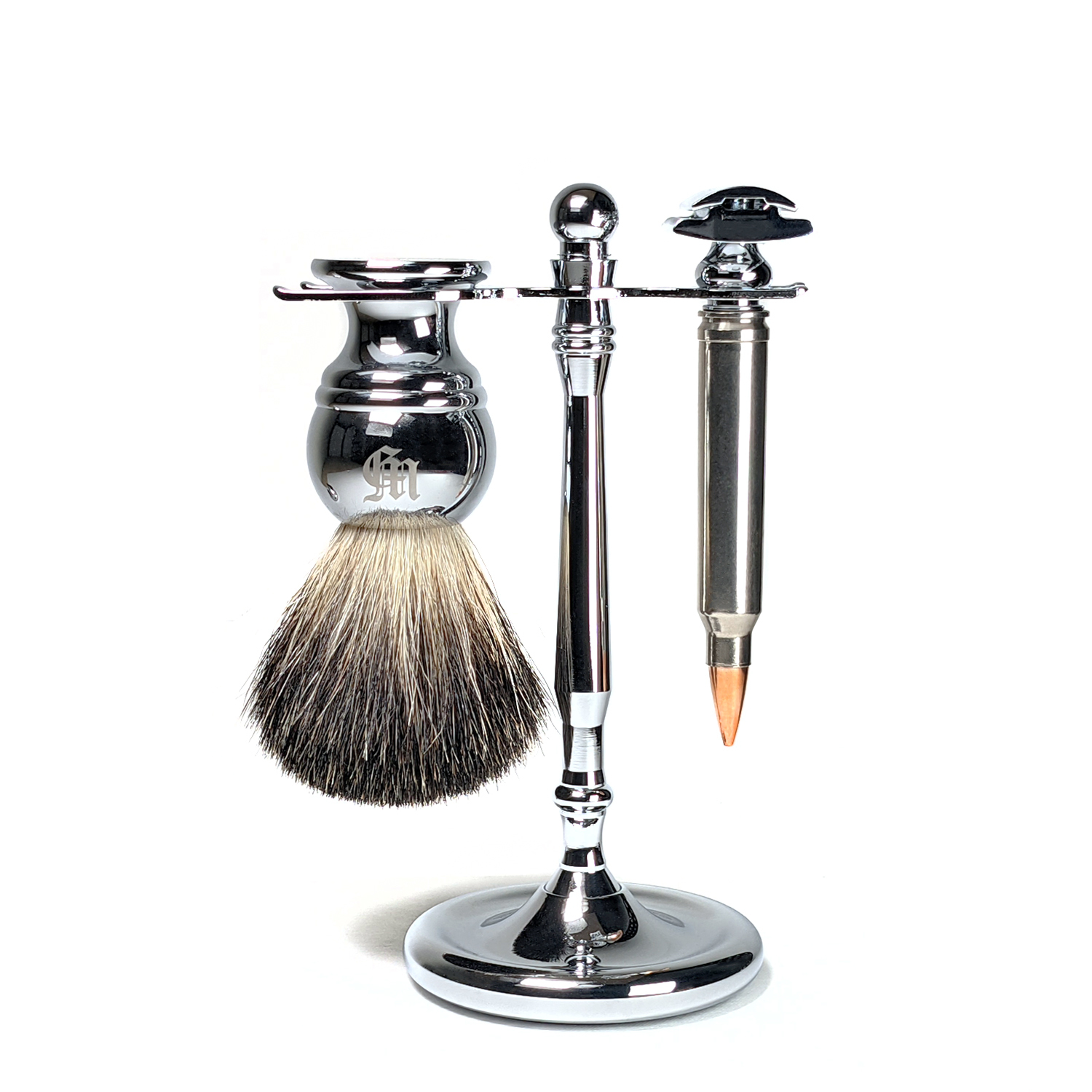 美國 Bullet - 麥格農子彈 復古雙面安全手動刮鬍刀組（傳統老式雙刃刮鬍刀片 / 禮盒）