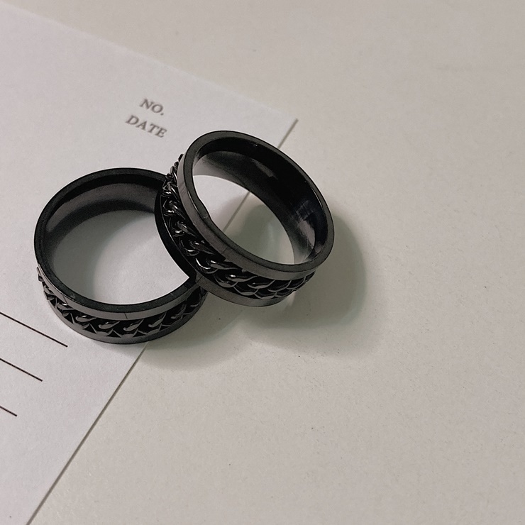 #現貨 (ACCR509) 鋼戒 旋轉鍊條寬戒 黑款