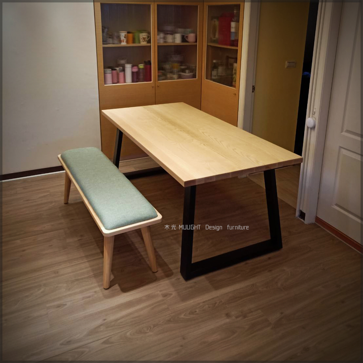 LOFT鐵製斜腳實木餐桌(可訂製)