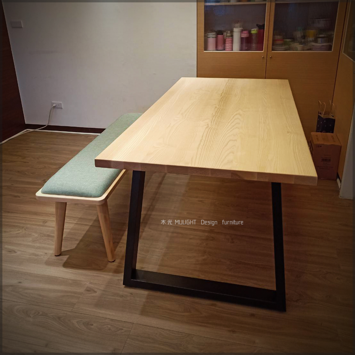 LOFT鐵製斜腳實木餐桌(可訂製)