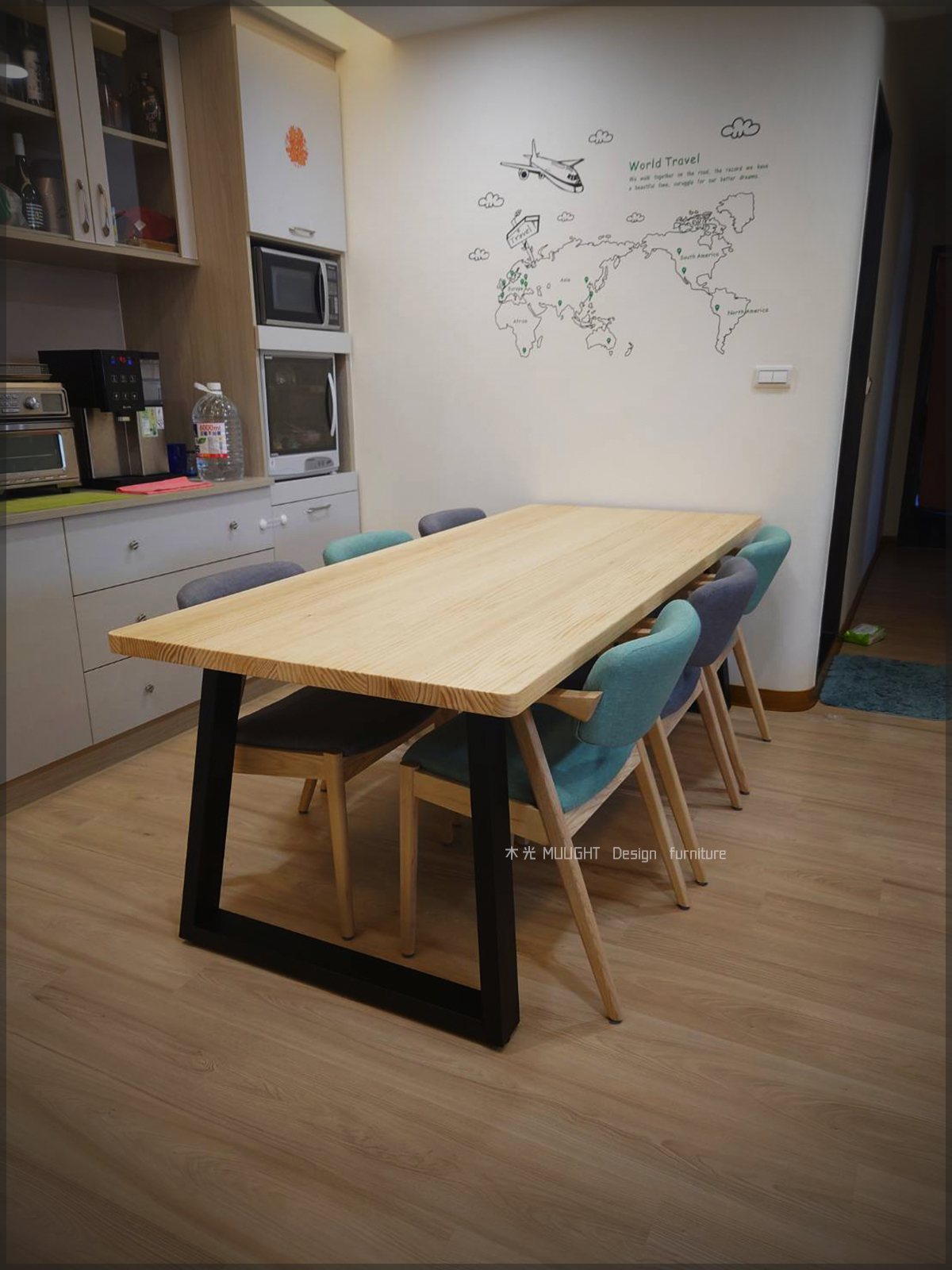 LOFT鐵製斜腳實木餐桌(可訂製)