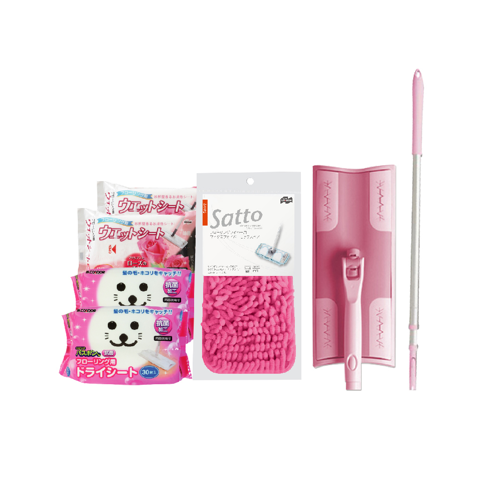 【7入組】日本山崎CONDOR  地板清潔組 (360度地板拖組+乾濕拖巾組)