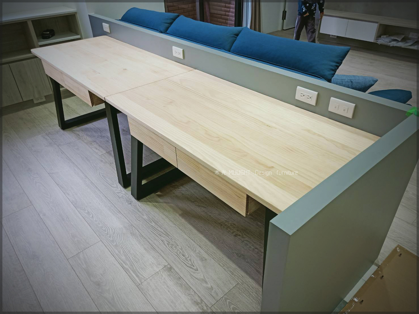 造型斜角收納實木書桌(可訂製)