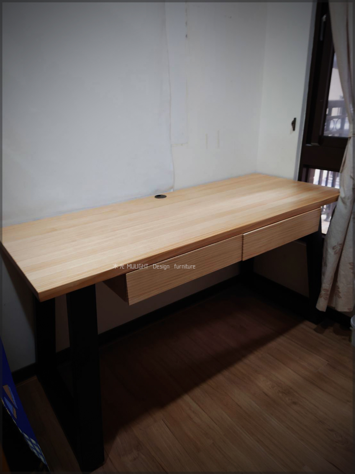 造型斜角收納實木書桌(可訂製)