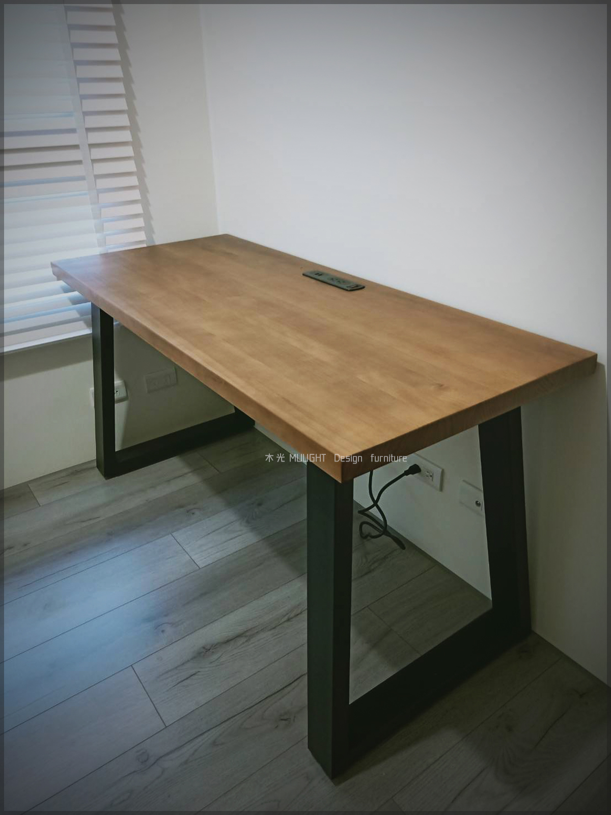 造型斜角收納實木書桌(可訂製)