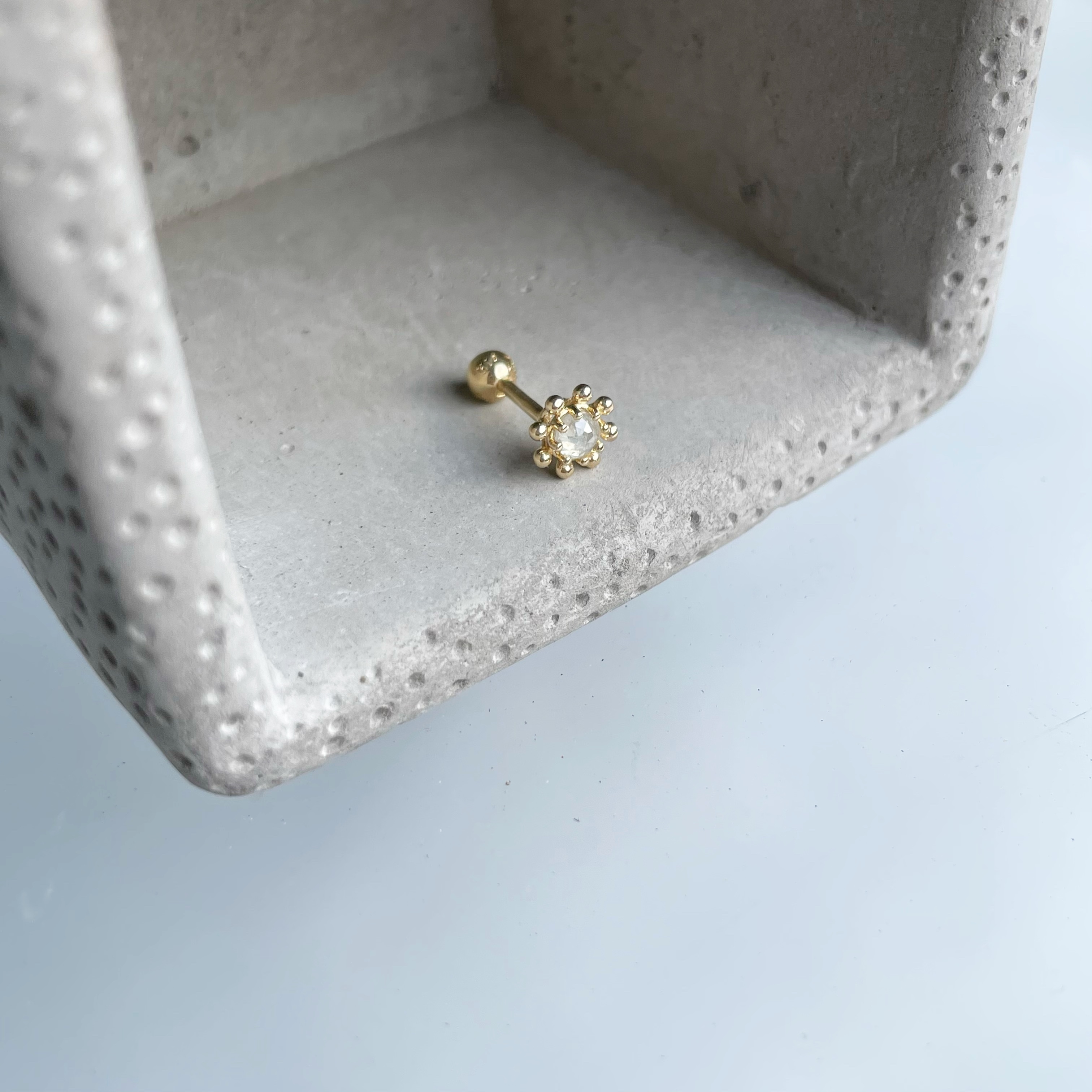 14k灰鑽原礦小太陽轉珠耳環