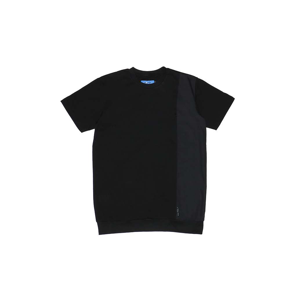 有機棉側邊拼接上衣 - 黑