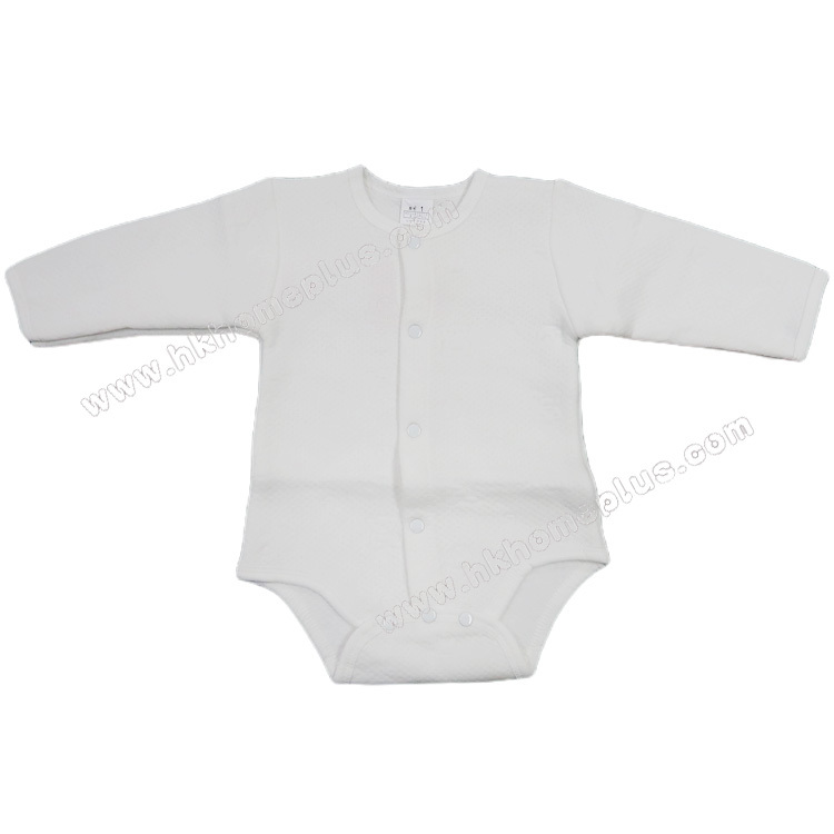 Koma Land: 嬰兒白色暗花厚長袖蛤衣 BE3063 (1-3碼)