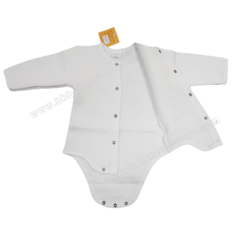 Koma Land: 嬰兒白色暗花厚長袖蛤衣 BE3063 (1-3碼)