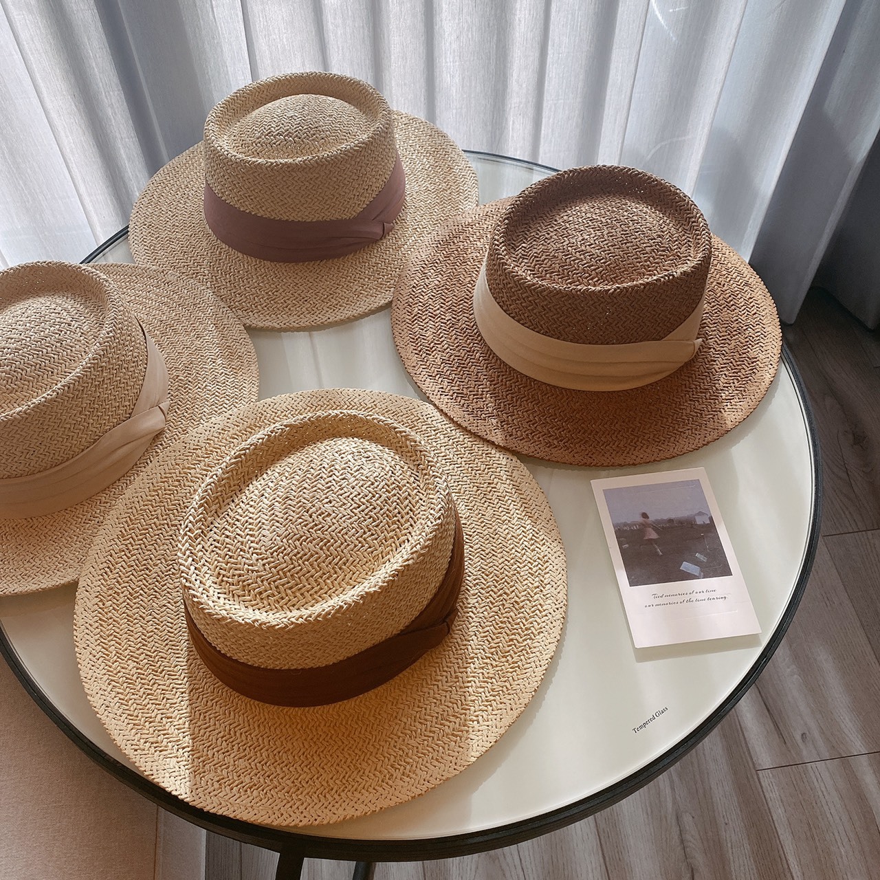 最百搭/高質感挺版小凹頂緞帶草帽/六色