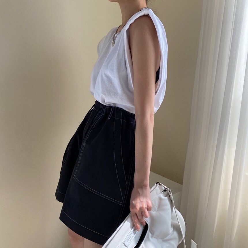 壓褶飛袖棉質上衣