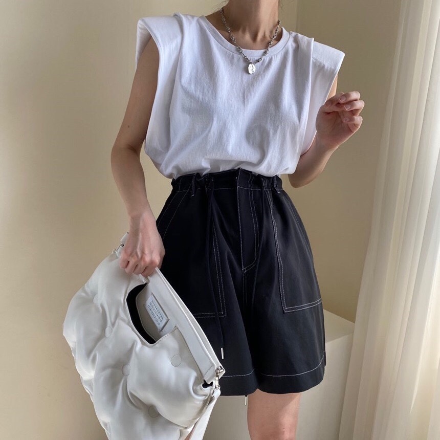 壓褶飛袖棉質上衣