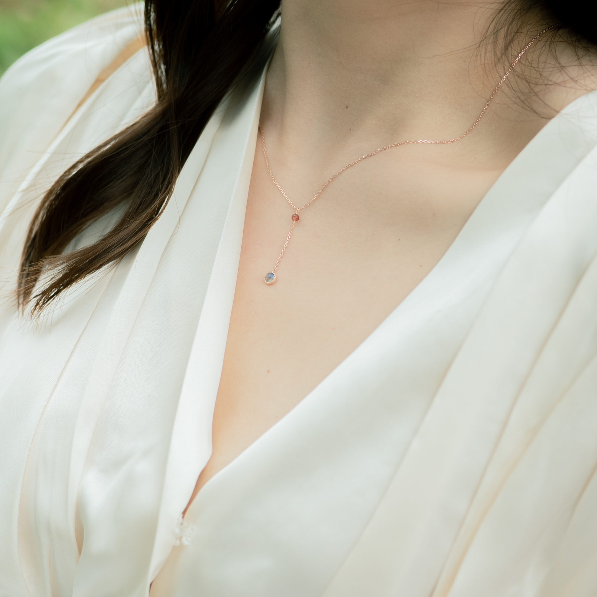 石榴小球垂蛋糕拉長小Y字項鍊