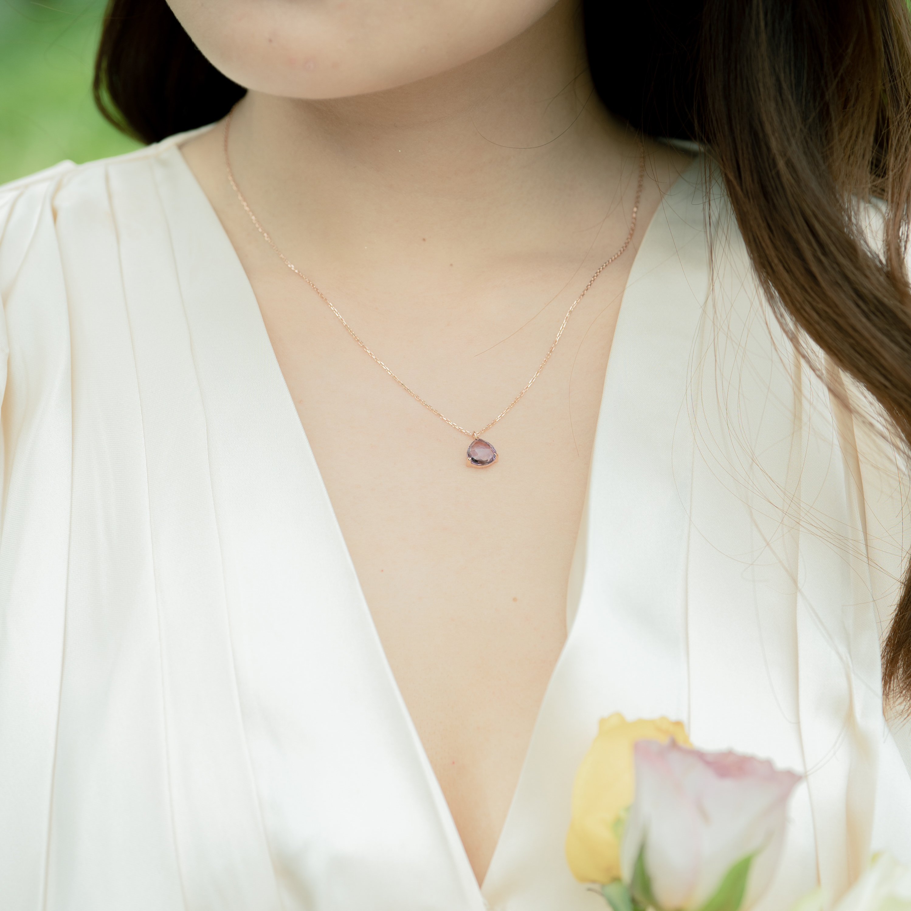 小姊姊的紫水晶鎖骨鍊-玫瑰金