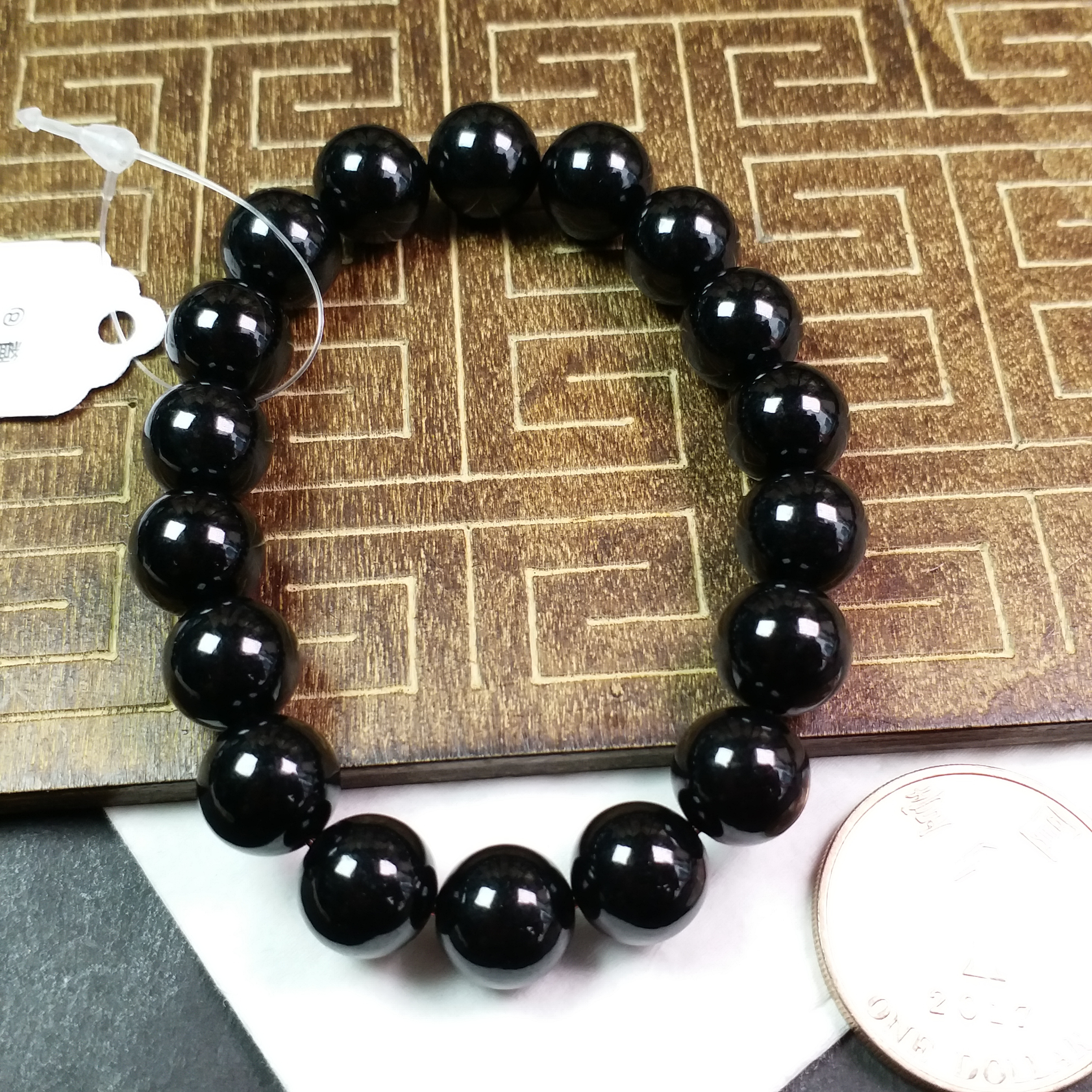 墨翠手串 (10mm直徑), 天然翡翠A玉, 緬甸玉, Jade, Jadeite