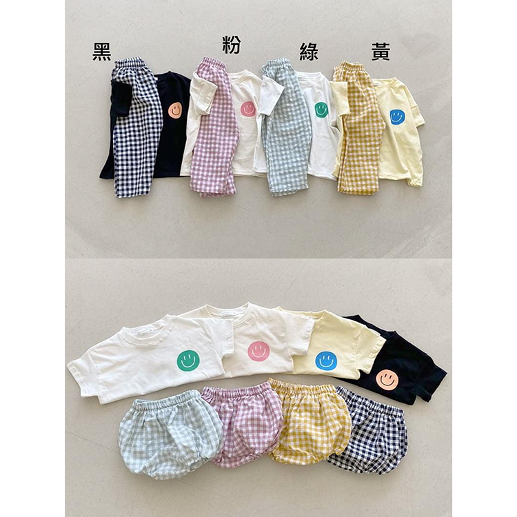 !!現貨!!【正韓童裝】Blackbean 繽紛微笑格紋套裝