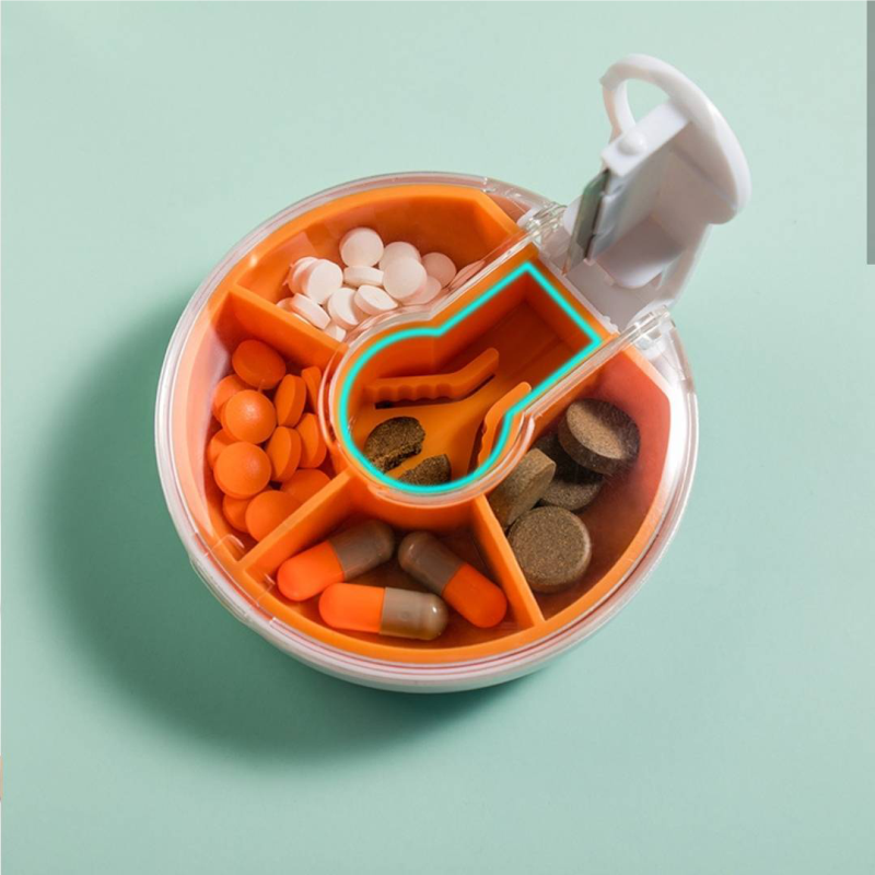 2IN1便攜型兩用藥盒｜獨立切藥設計，分隔儲放不串味，防塵防潮食用更安心!