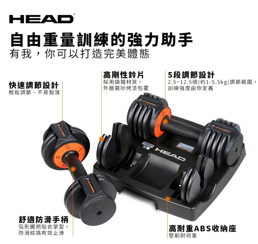 HEAD 可拆卸可調節啞鈴