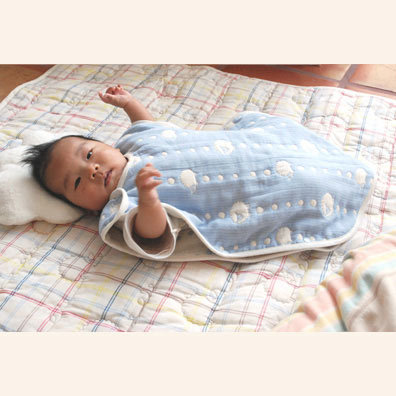 [ 預訂 ] hoppetta 六重紗睡袋背心 動物嘉年華 - 粉藍