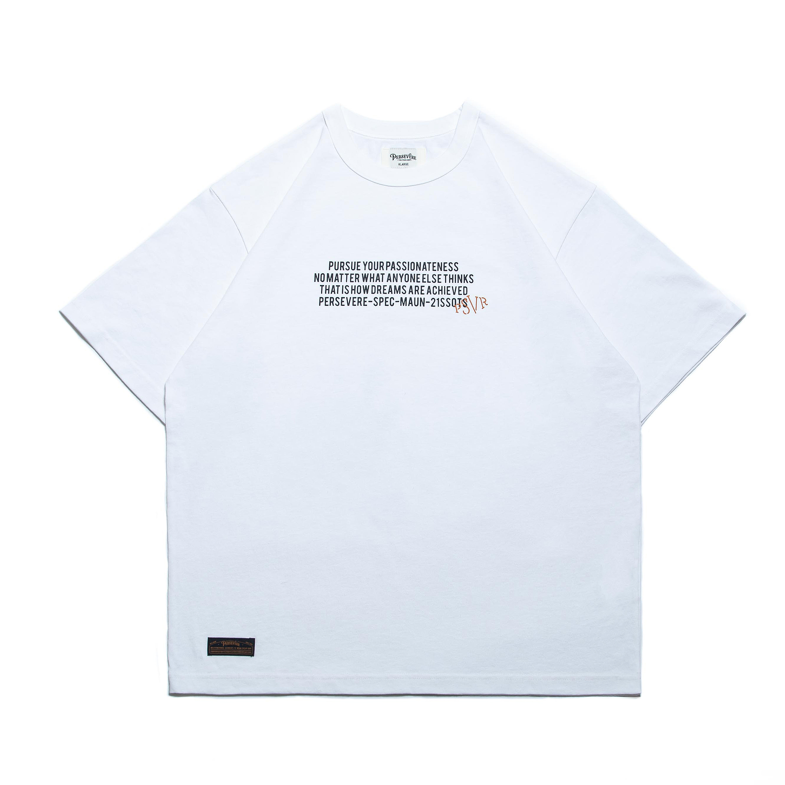 PERSEVERE MOTTO PATTERN T-SHIRT - WHITE