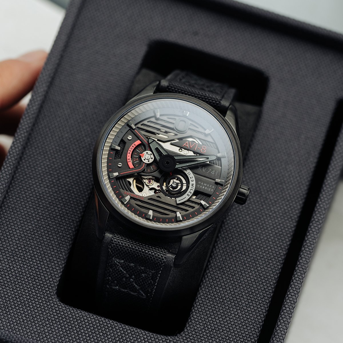 AVI-8 AV-4074-03 XV741 NYLON AUTOMATIC STEALTH BLACK