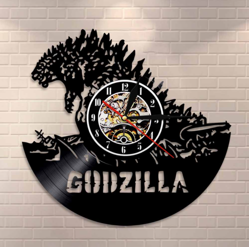Godzilla 哥吉拉 Wall Clock LED黑膠造型壁掛時鐘 30cm