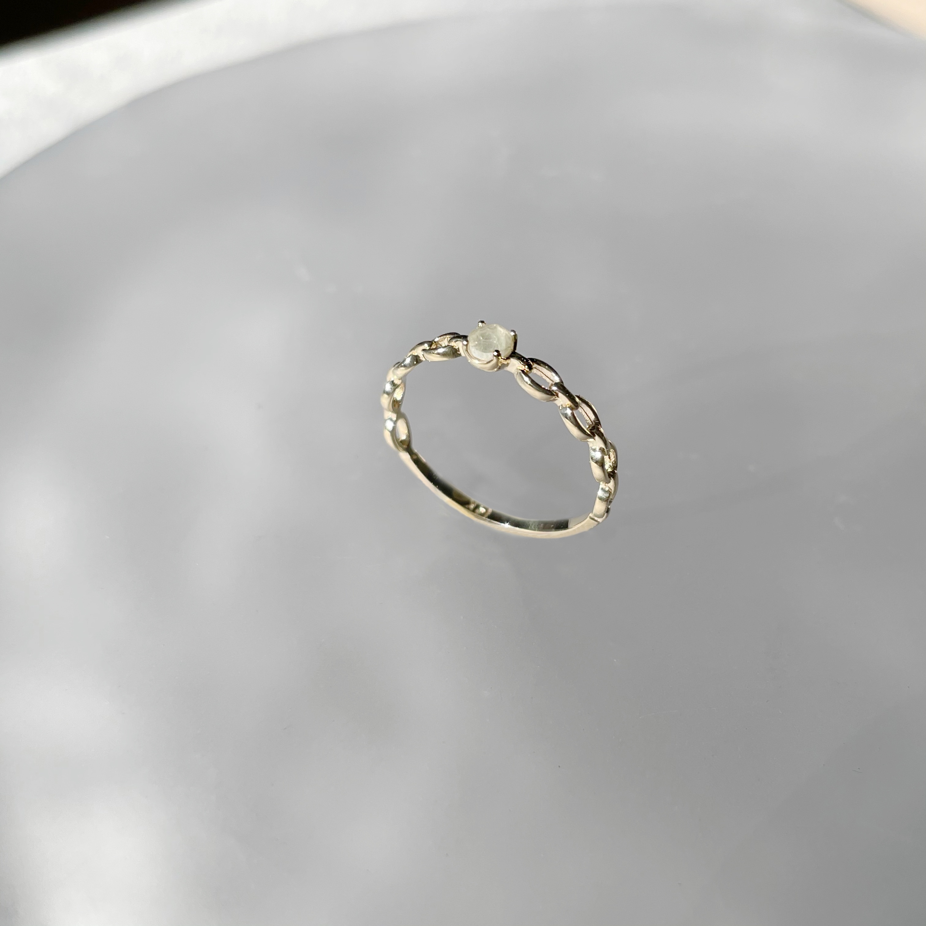 14k簍空鍊條感灰鑽原礦戒指