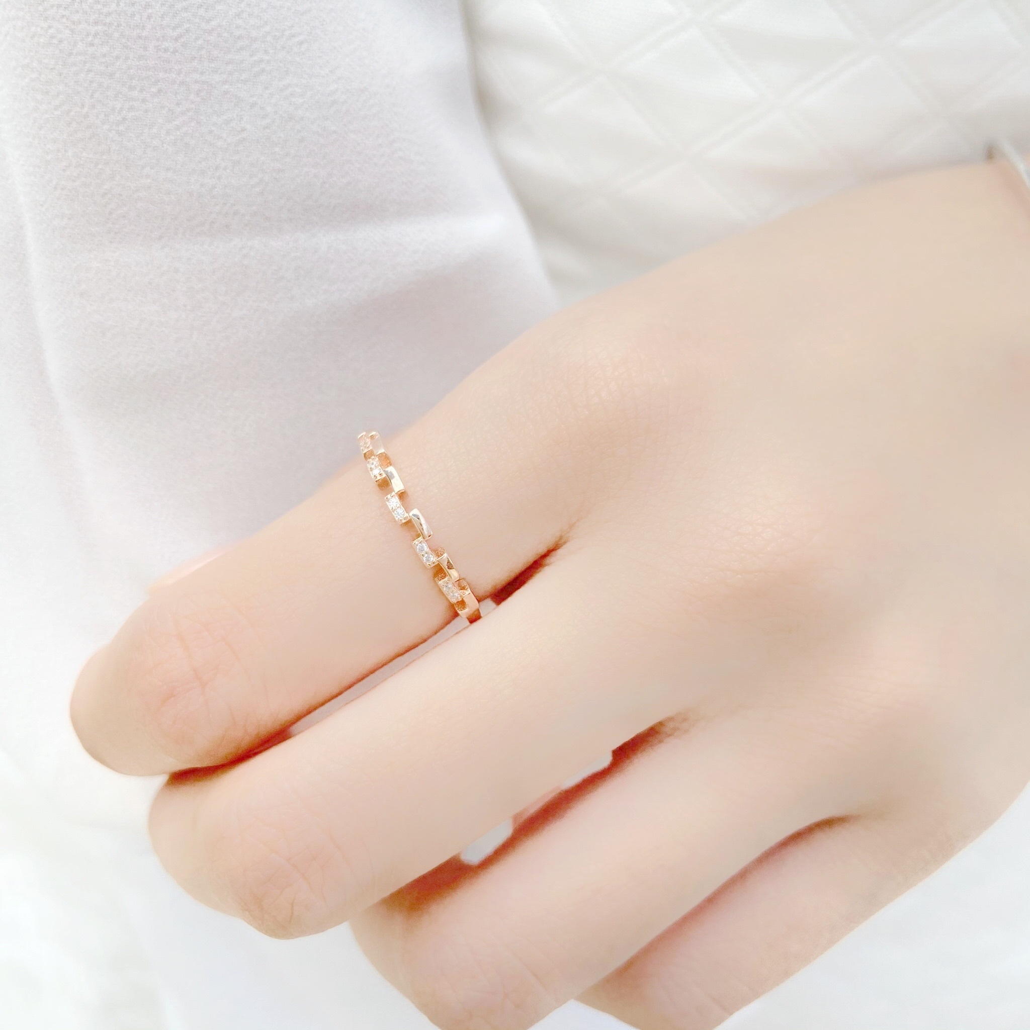 | 925純銀・玫瑰金 | 棋格戒指 | RI0221 |