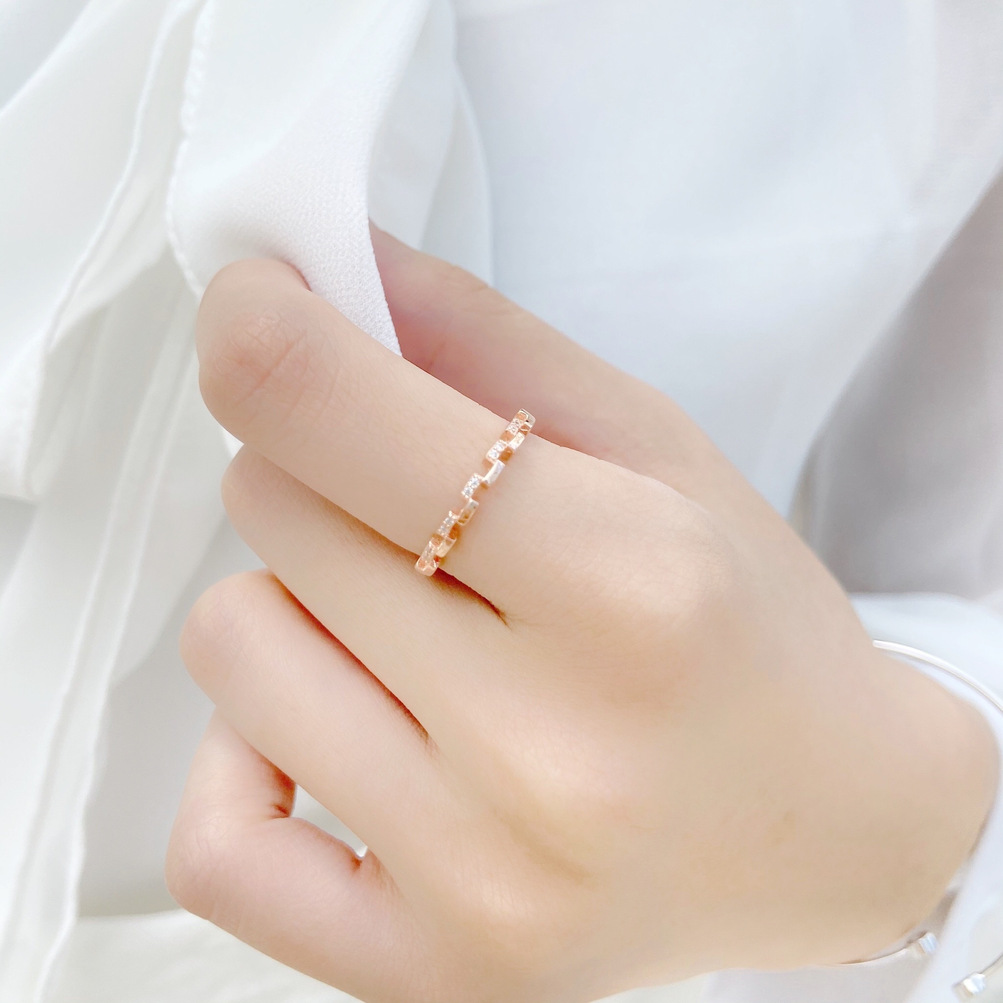 | 925純銀・玫瑰金 | 棋格戒指 | RI0221 |