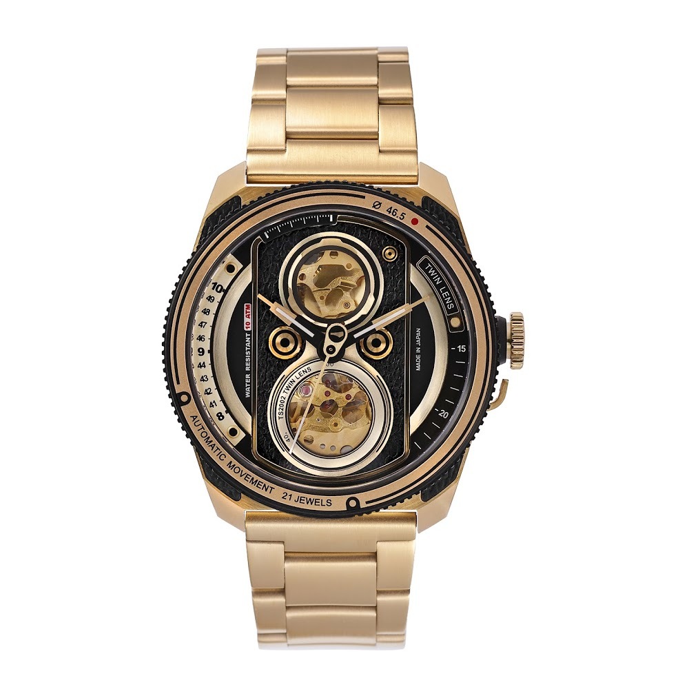 Automatic Twin Lens Retro Gold (Metal Strap)