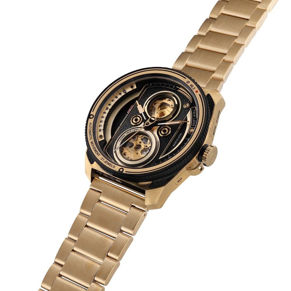 Automatic Twin Lens Retro Gold (Metal Strap)