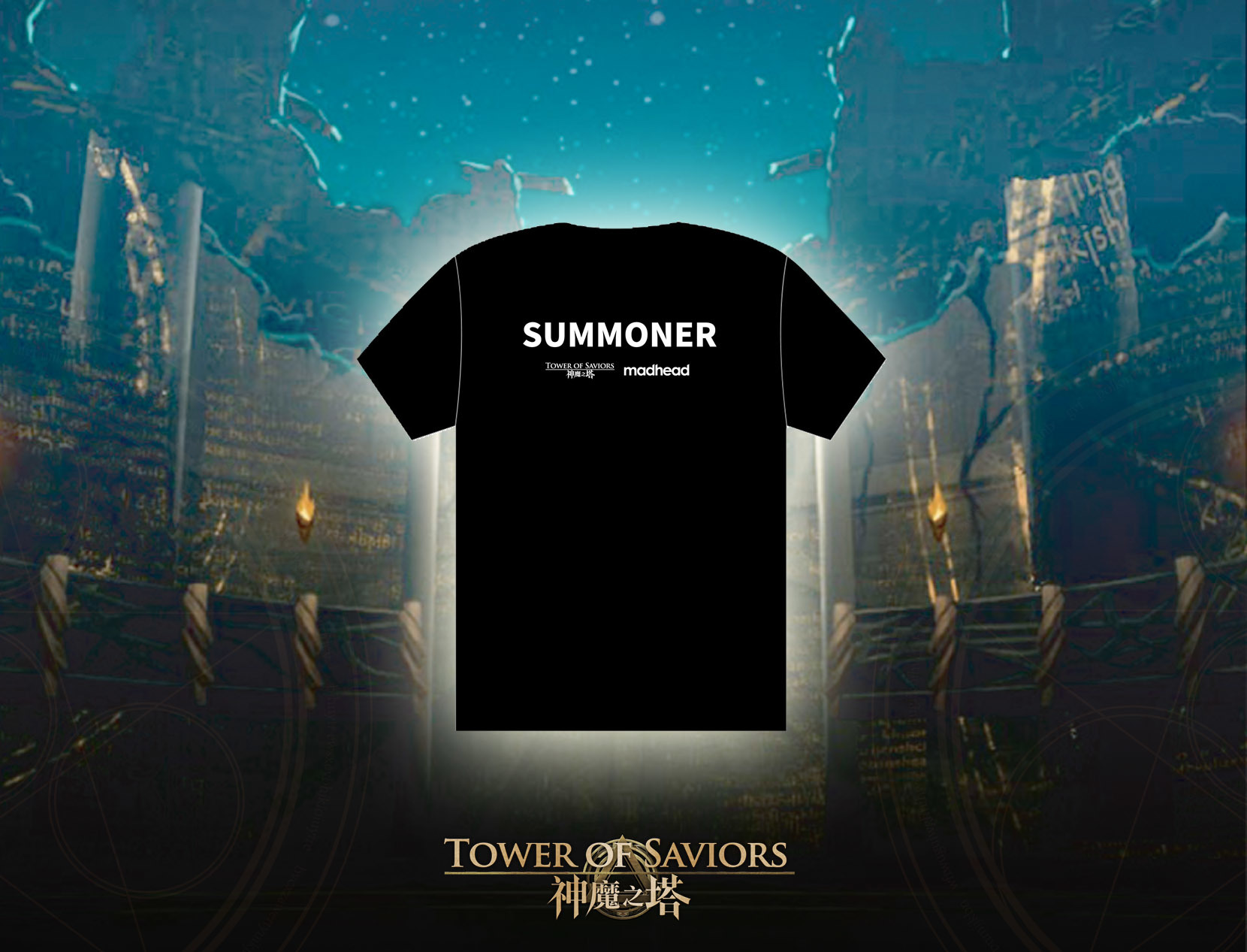 《神魔之塔》手繪文字 T-shirt (黑)