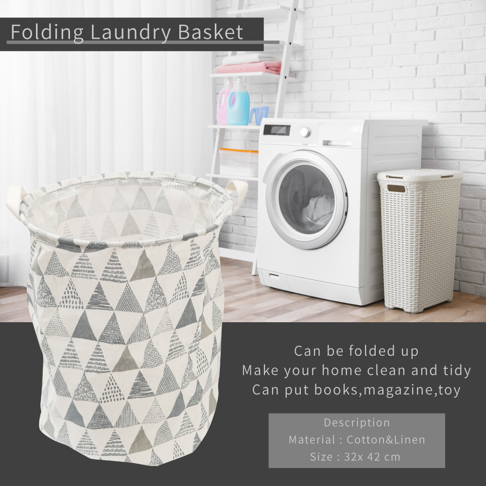 北歐風洗衣籃收納筒 - 藍白山
