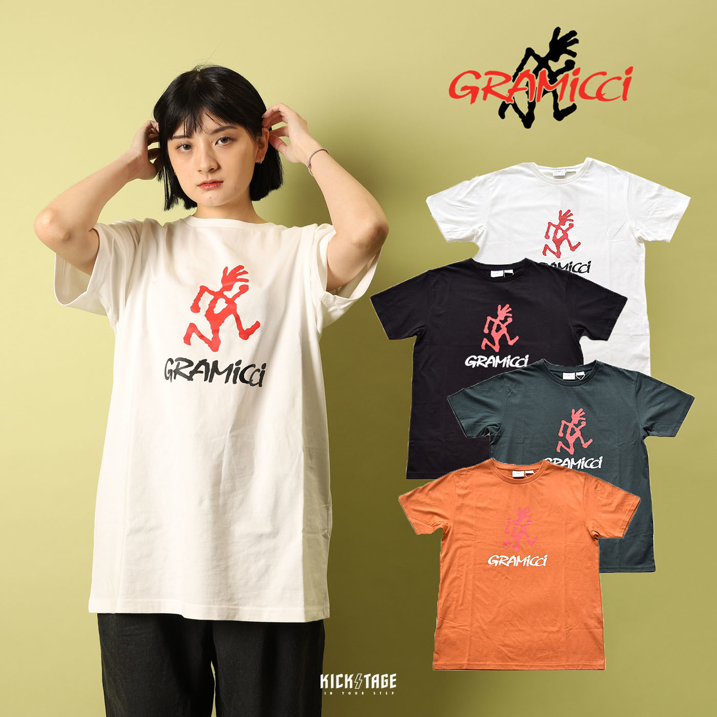 [5折售出無退換] 日本品牌 GRAMICCI 2012 SS LOGO TEE 黑色 白色 森林綠 橘色 跑步人 印花 大LOGO 短袖 短T【2012-STS】