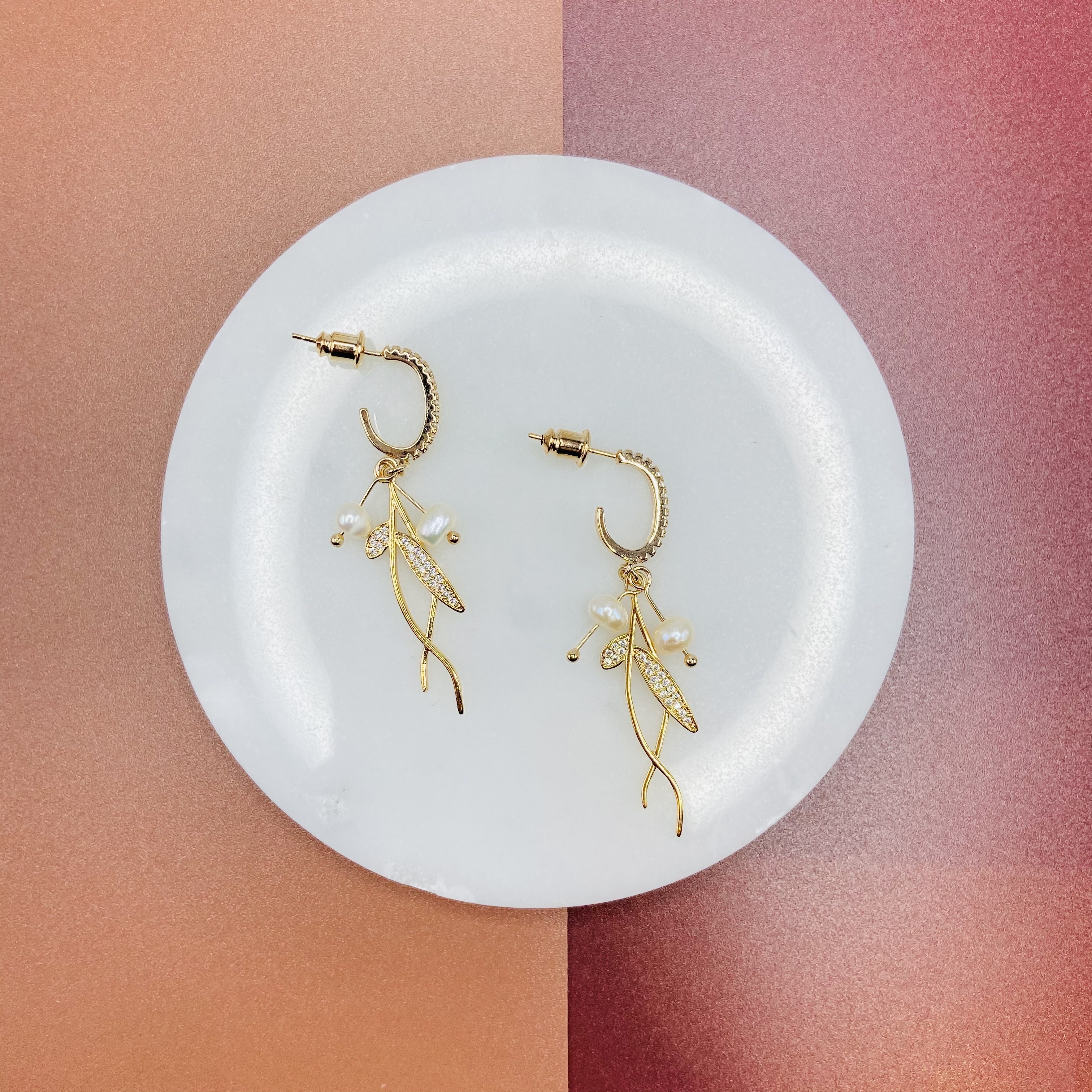 COLE COOL天然淡水珍珠14KGF耳環