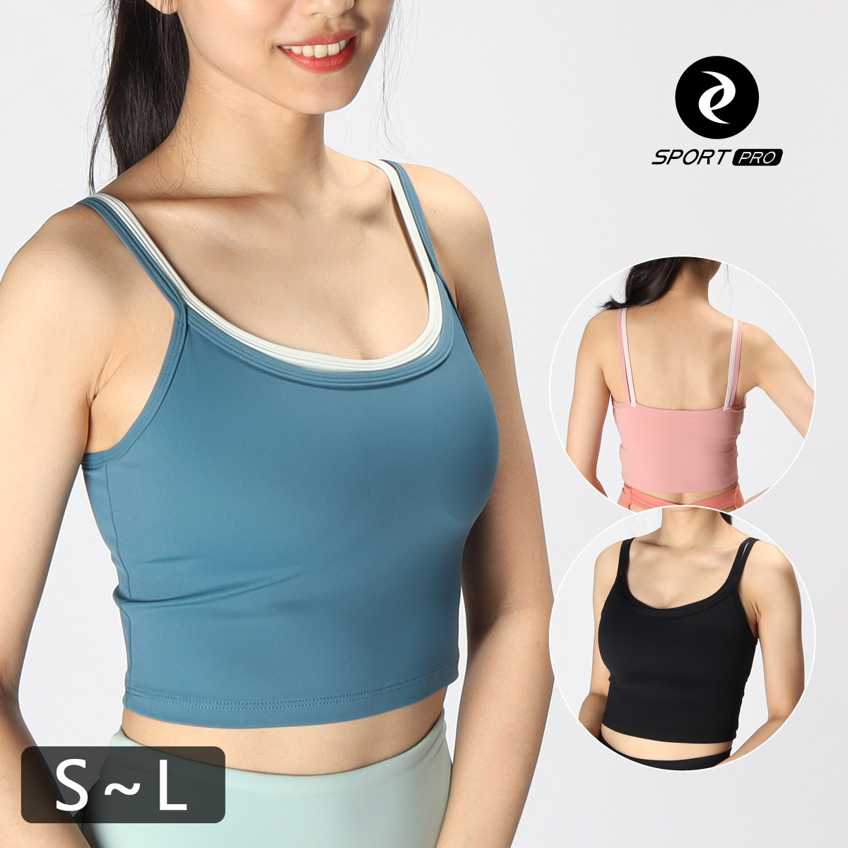 雙色假兩件含罩杯瑜珈/運動/機能短背心【可換襯墊/上下一致】*