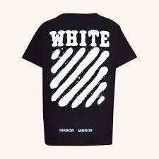 OFF-WHITE DIAG SPRAY S/S TEE 黑色 "HEAV MIRROR MIRROR" 噴漆T 2021
