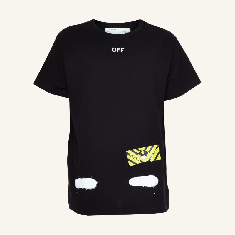 OFF-WHITE DIAG SPRAY S/S TEE 黑色 "HEAV MIRROR MIRROR" 噴漆T 2021