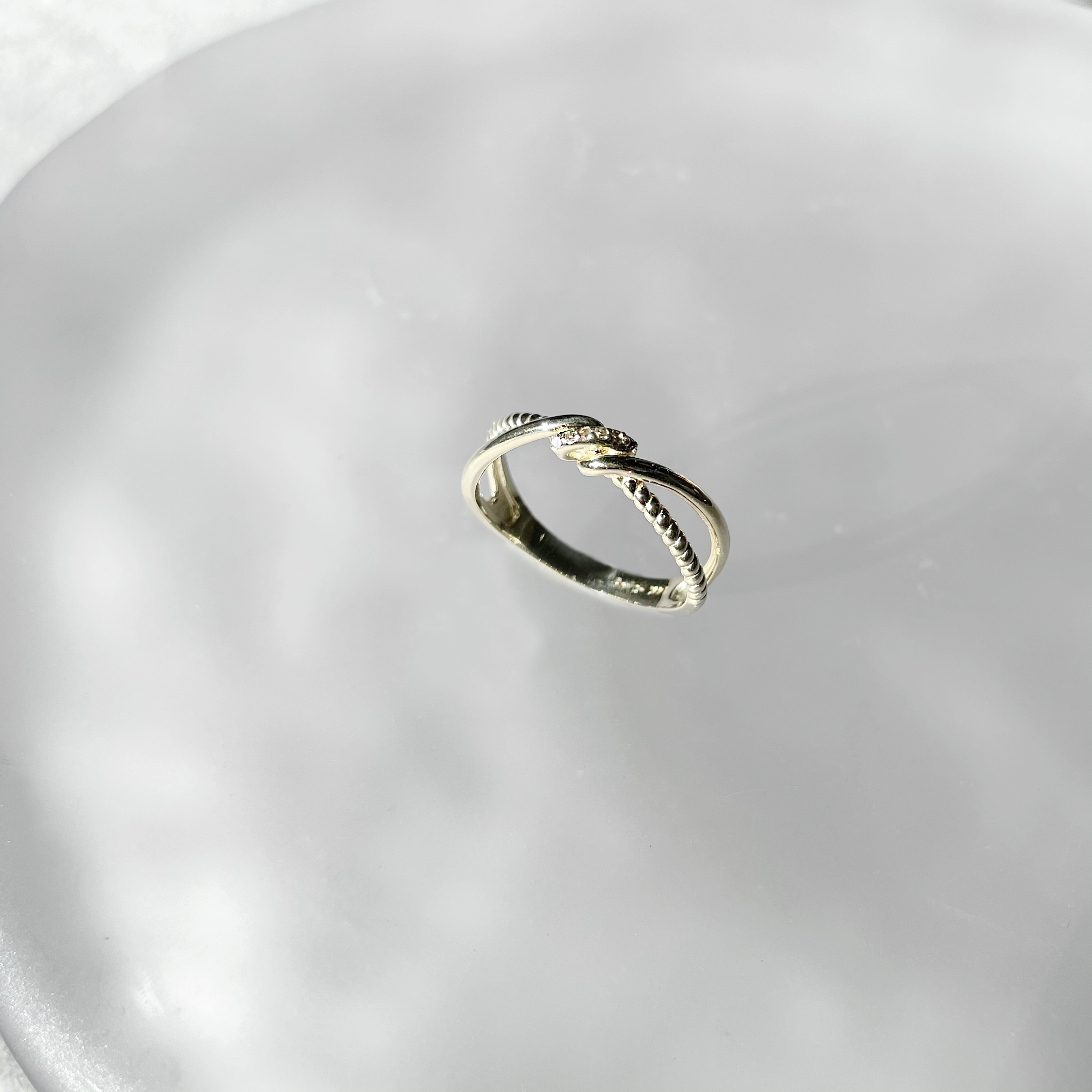 14K麻花扭結真鑽戒指