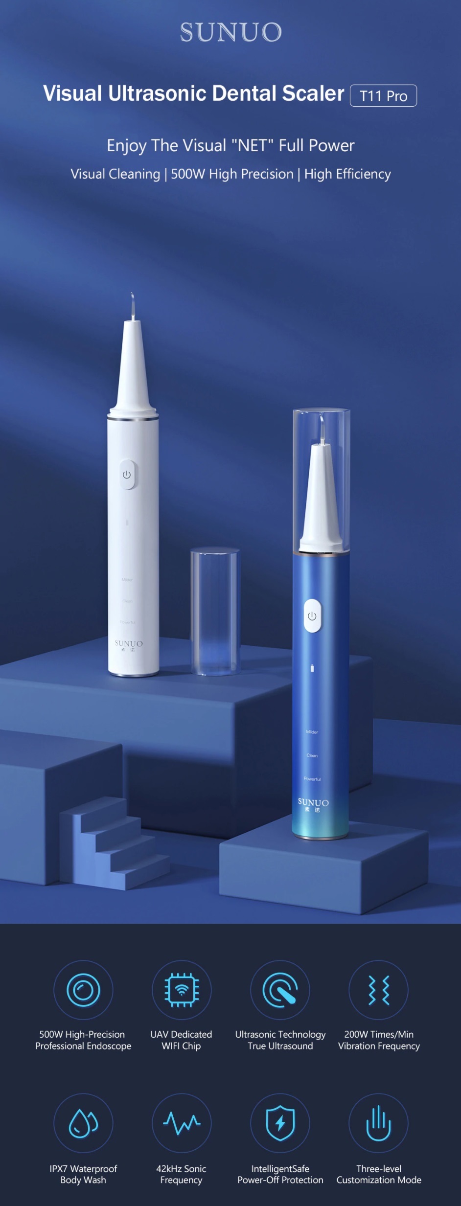 SUNUO 智能可視超聲波去漬潔牙器