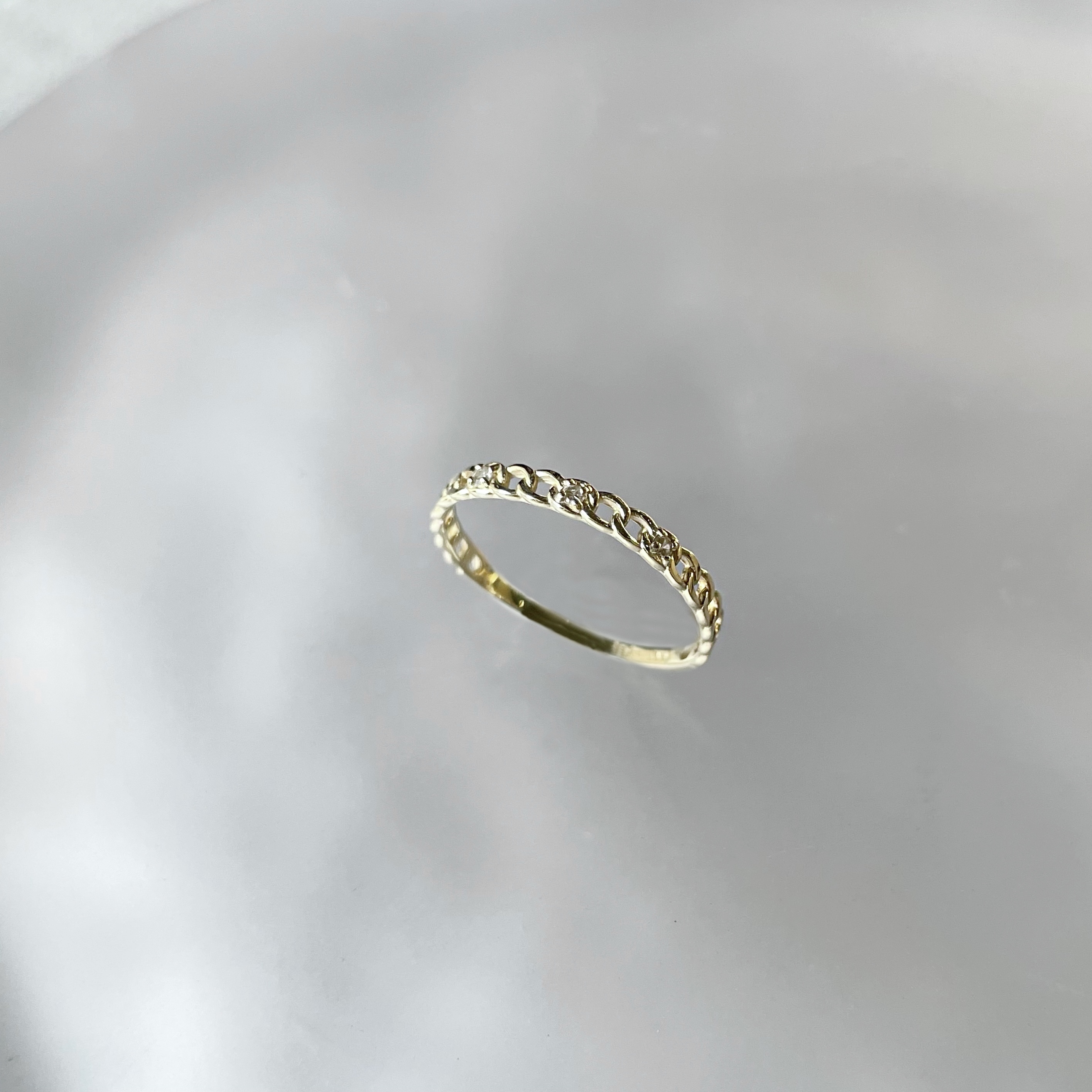 14K真鑽硬式鎖鏈戒指