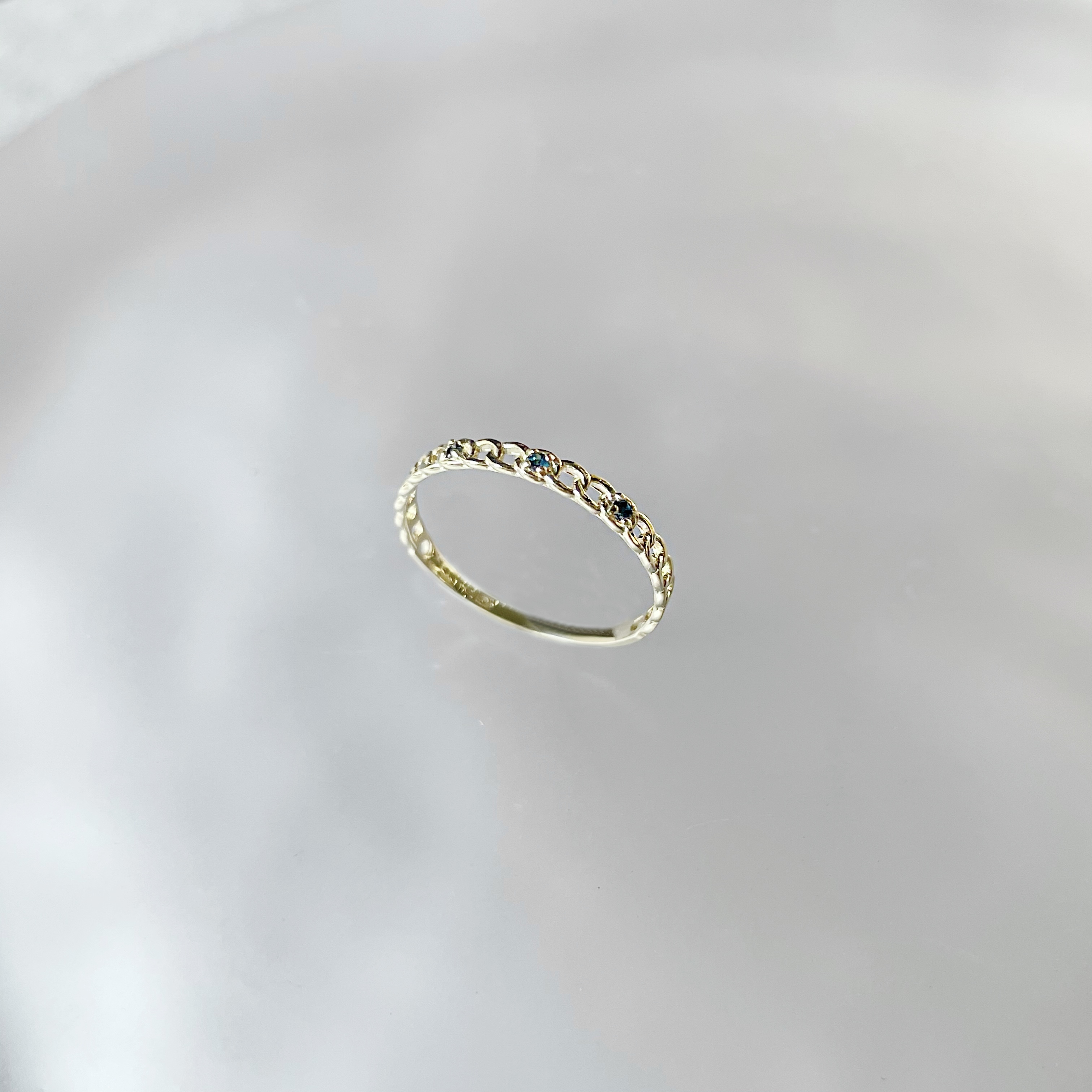 14K藍鑽硬式鎖鏈戒指