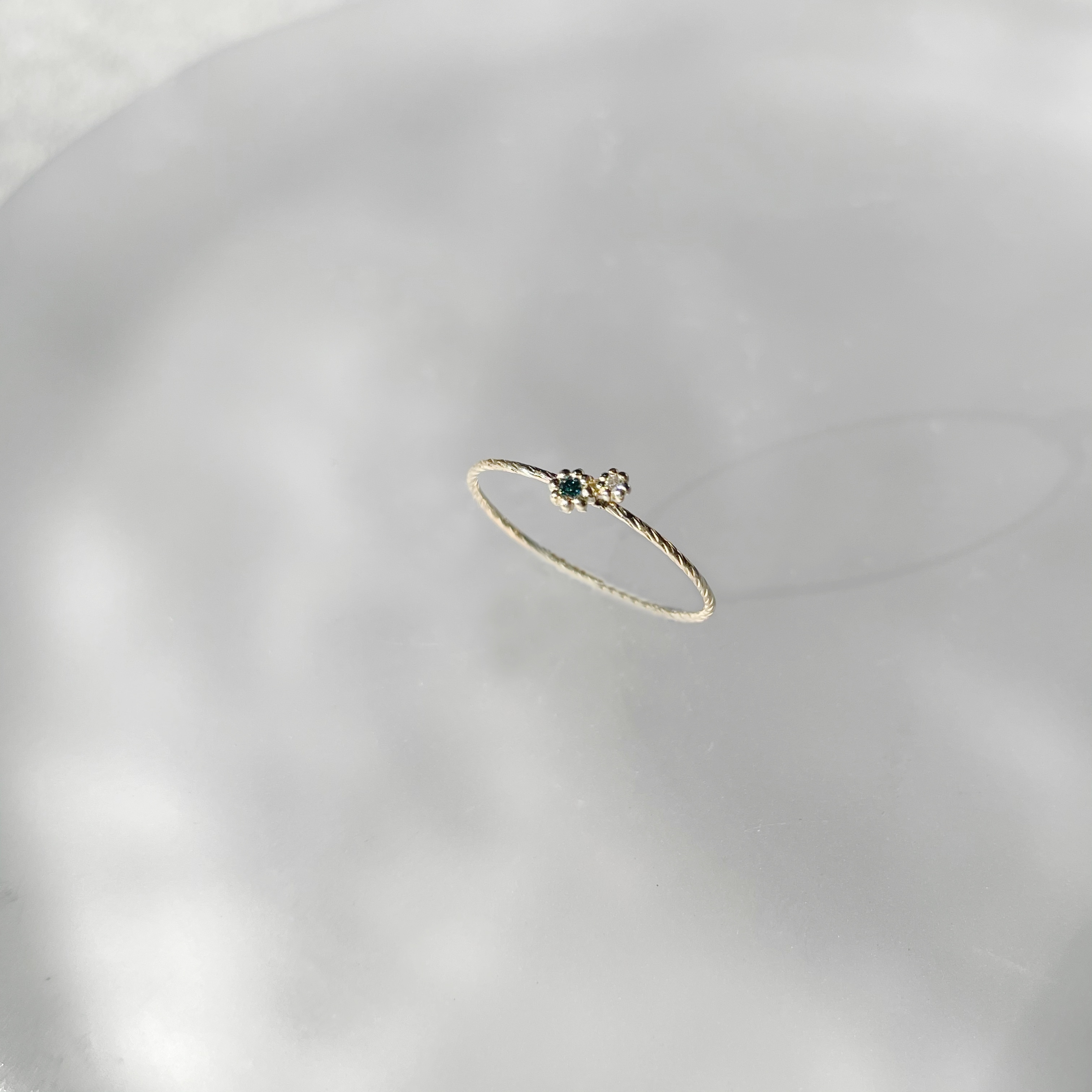 14K Firework藍白鑽細戒