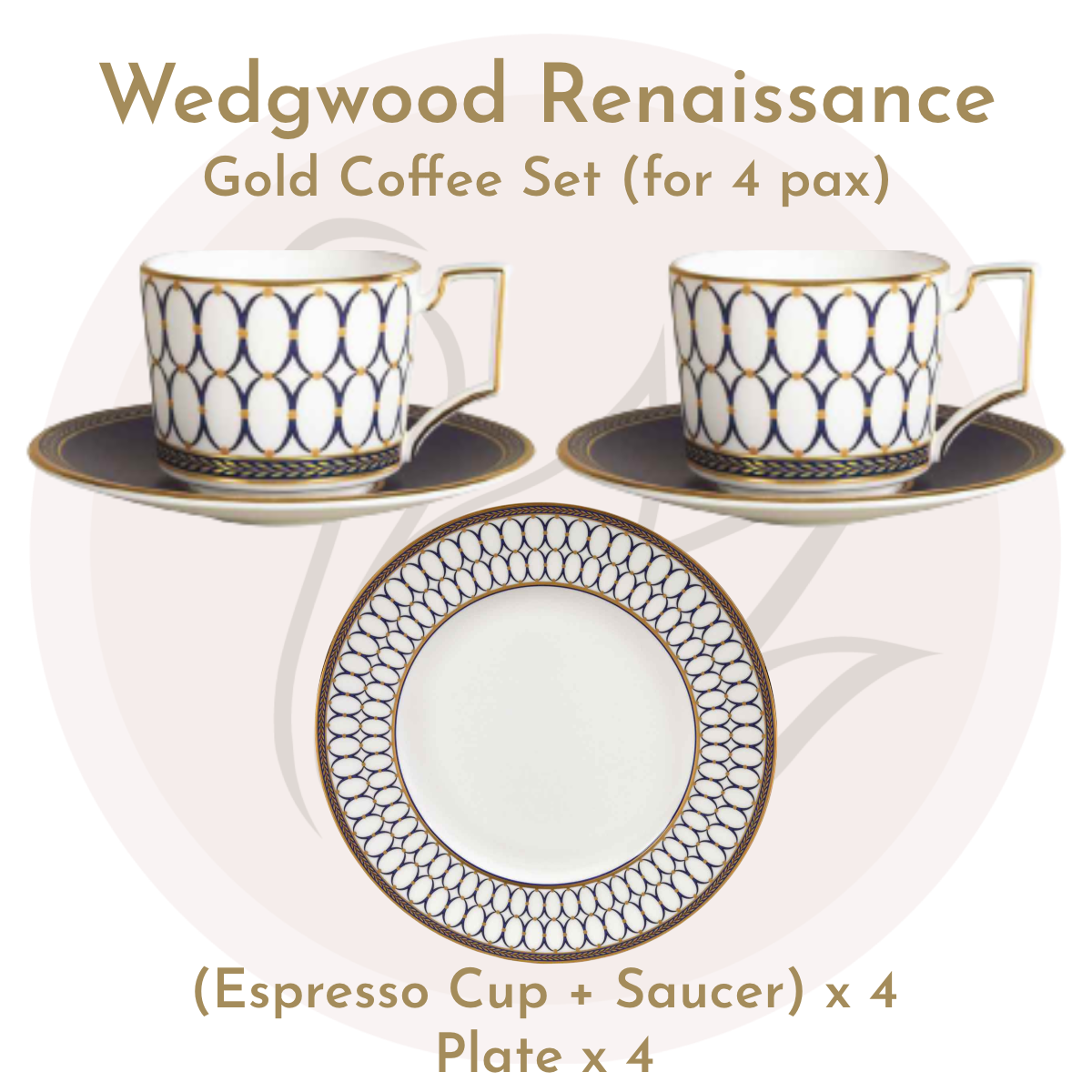 Wedgwood Renaissance 12-piece Gold Coffee Set (for 4 pax)